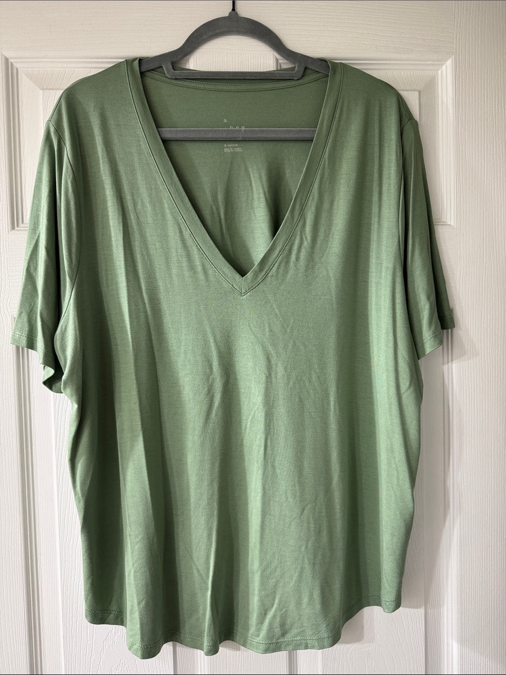 Relaxed V-Neck Short-Sleeve Tee in Sage Green